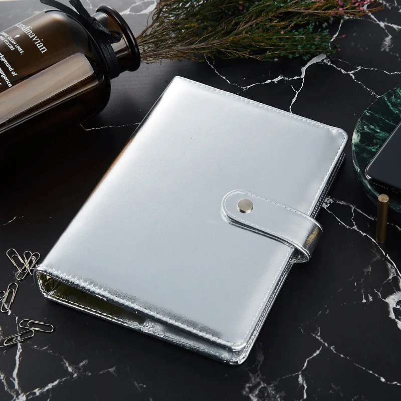 Rose Gold Silver New Notebook A5 Leather Loose leaf Notepad Time Planner Series Diary Memo Travel Journal Free Shipping|daily agenda|spiral