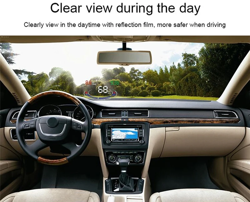 BigBigRoad автомобильный HUD Дисплей OBD 2 Интерфейс умный цифровой спидометр ветровое стекло проектор превышение скорости напряжения сигнализация для топливного бака