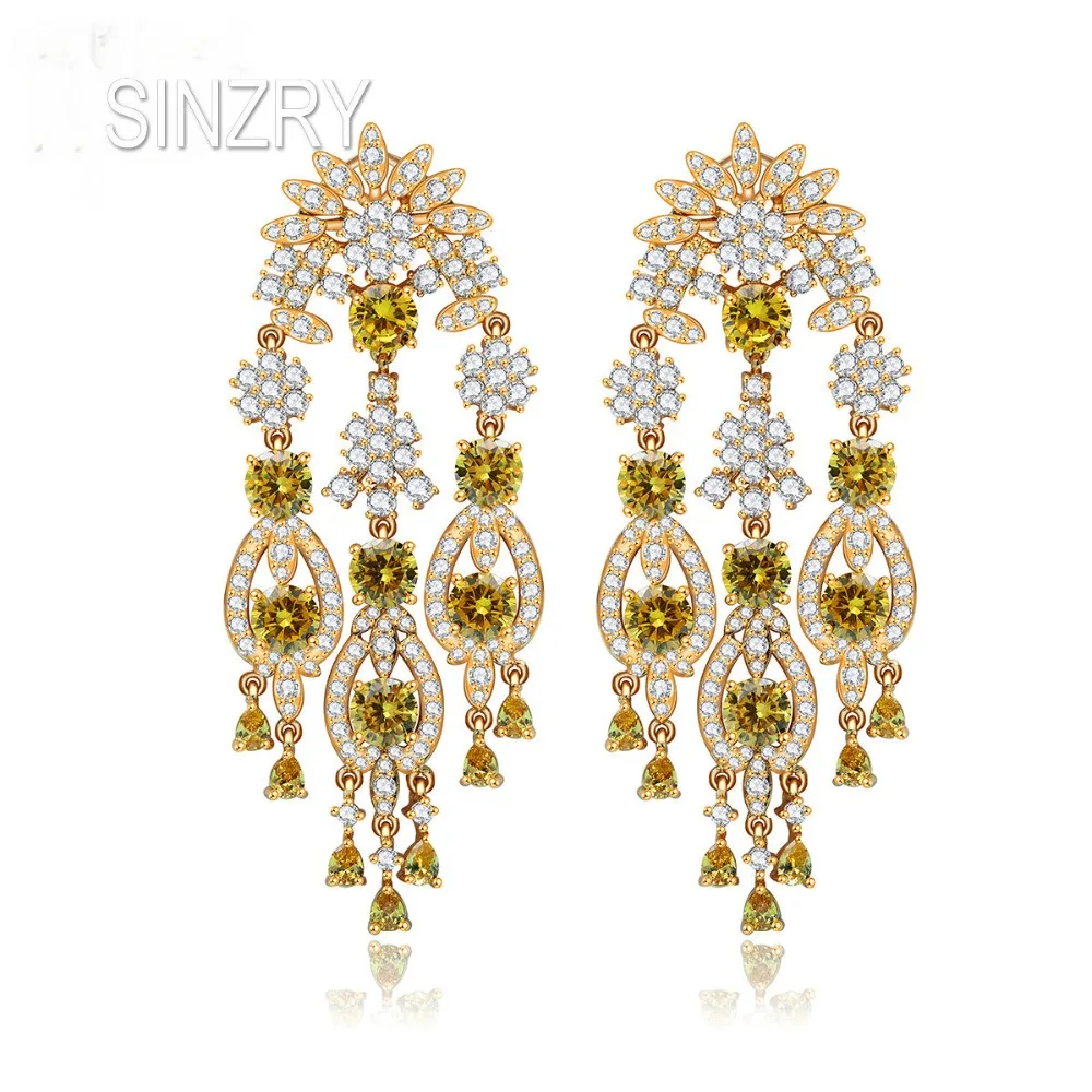 SINZRY фианит bling преувеличены кисточкой серьги-капли Творческий Элегантные вечерние свадебные серьги Свадебные ювелирные изделия подарок