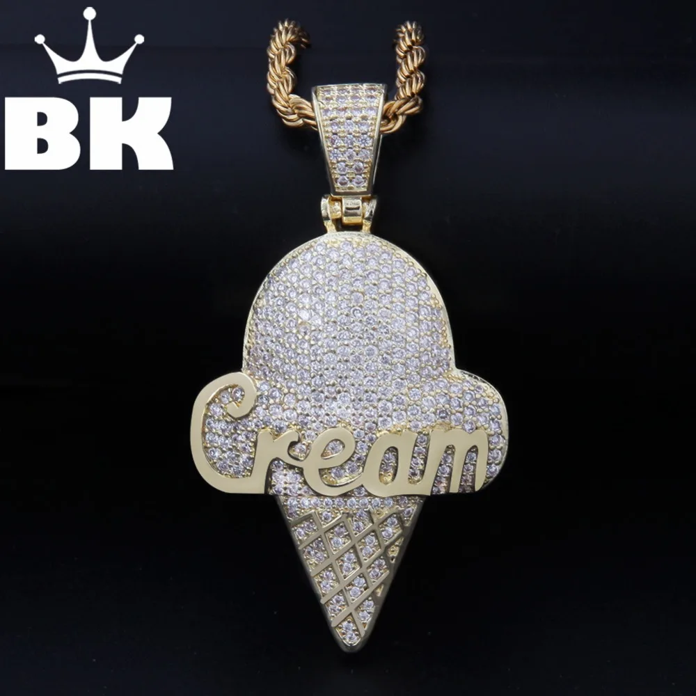 

BLING KING Custom Ice-кремовое ожерелье хип-хоп полный сверкающий кубический цирконий Золотой Серебряный CZ Stone