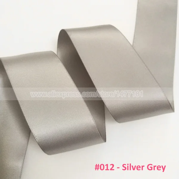 012 Silver Grey 25 ярдов) высокое качество " 5 см 50 мм Двусторонняя атласная лента полиэстер двухсторонняя ленты для свадебного украшения ремесла - Цвет: 012 Silver Grey