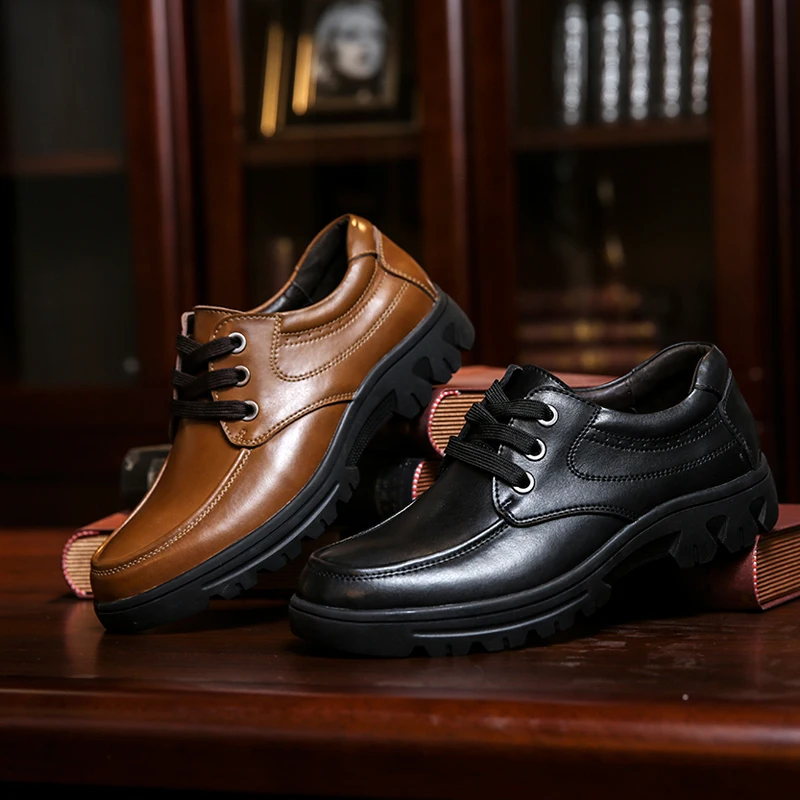 

2021 Men's Casual Shoes Leather Male Classics Black Brown Lace Up Shoe Man Big Size 37-50 Waterproof Office Derby Shoes For Men