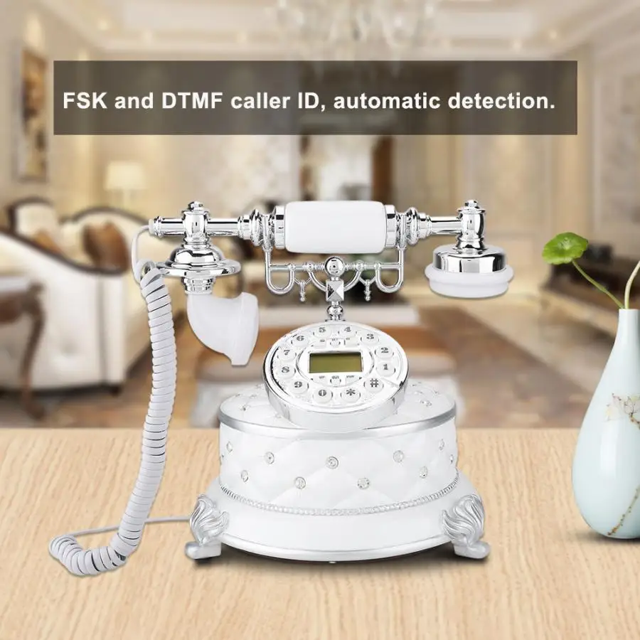 Telefon MS-8313B винтажный Ретро драгоценный камень белый имитация антикварный телефон портативный