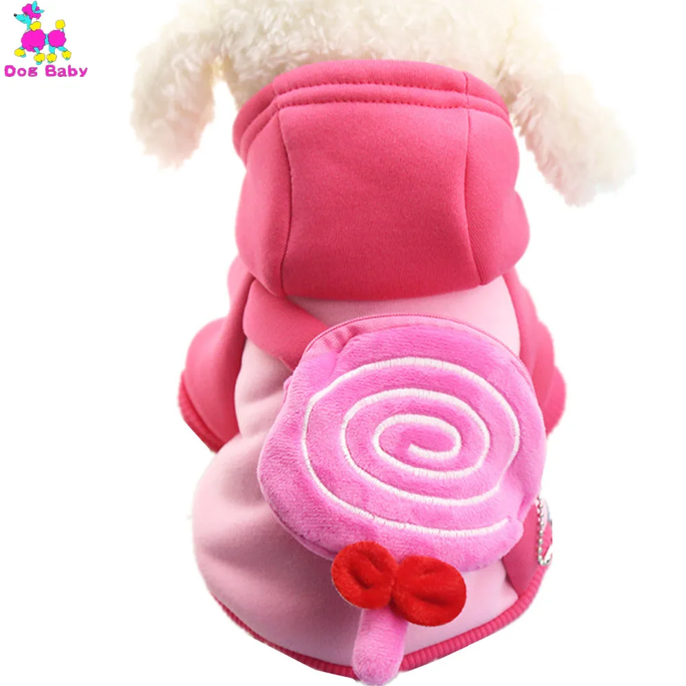 

DOGBABY Dogs Hoodies 100% Cotton Leisure Pet Coat Winter Wram Clothes For Chihuahua Pink Color Lollipop Coin Pocket Dogs Jackets