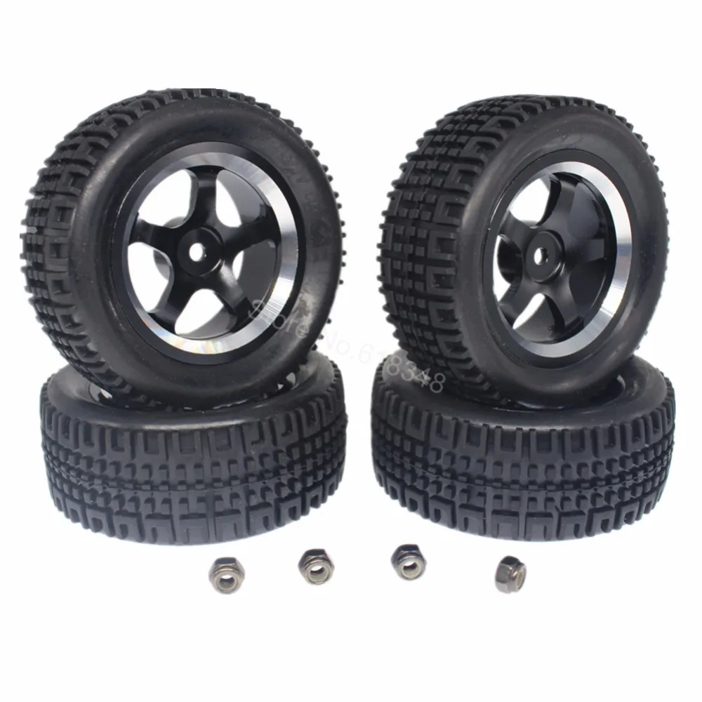 Набор шин и алюминиевых ободов для радиоуправляемых гоночных автомобилей 4 шт. 76