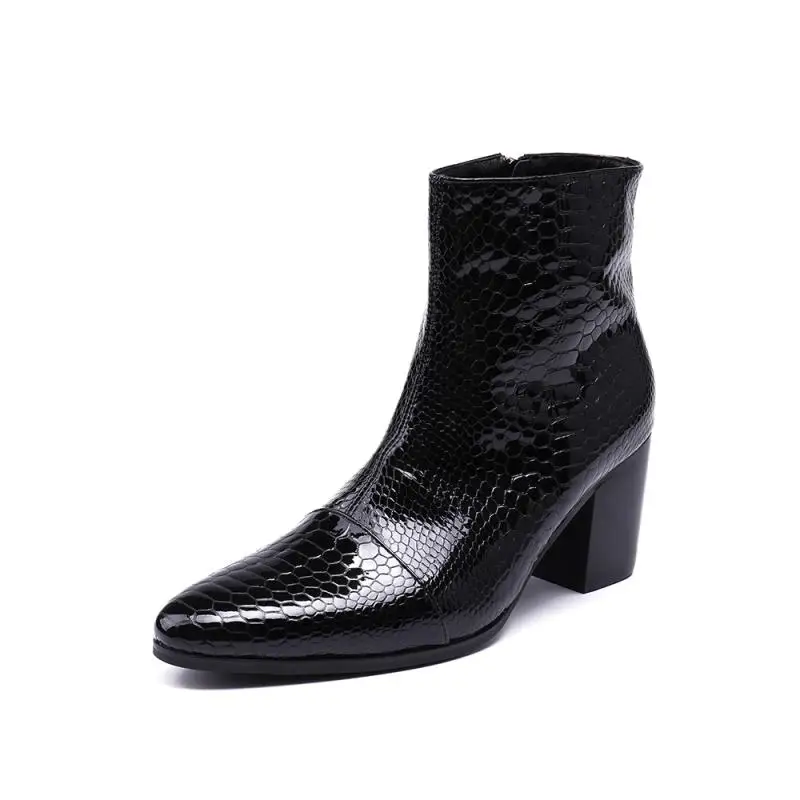 Мужские черные ботинки Zobairou bota masculina из натуральной лакированной кожи мужская