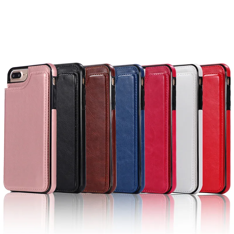 Роскошный PU винтажный кожаный чехол для Apple iPhone 7 8 plus держатель карт чехлы