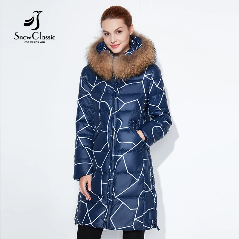 Snowclassic Модные женские зимняя куртка толстый длинный Пальто в полоску Куртки капюшон регулируется талия тонкая теплая обувь с хлопчатобумажными стельками