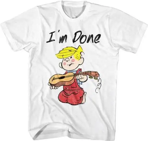 Dennis The Menace Comic Strip I'm Done сломанные Струны для гитары футболка взрослых | Мужская