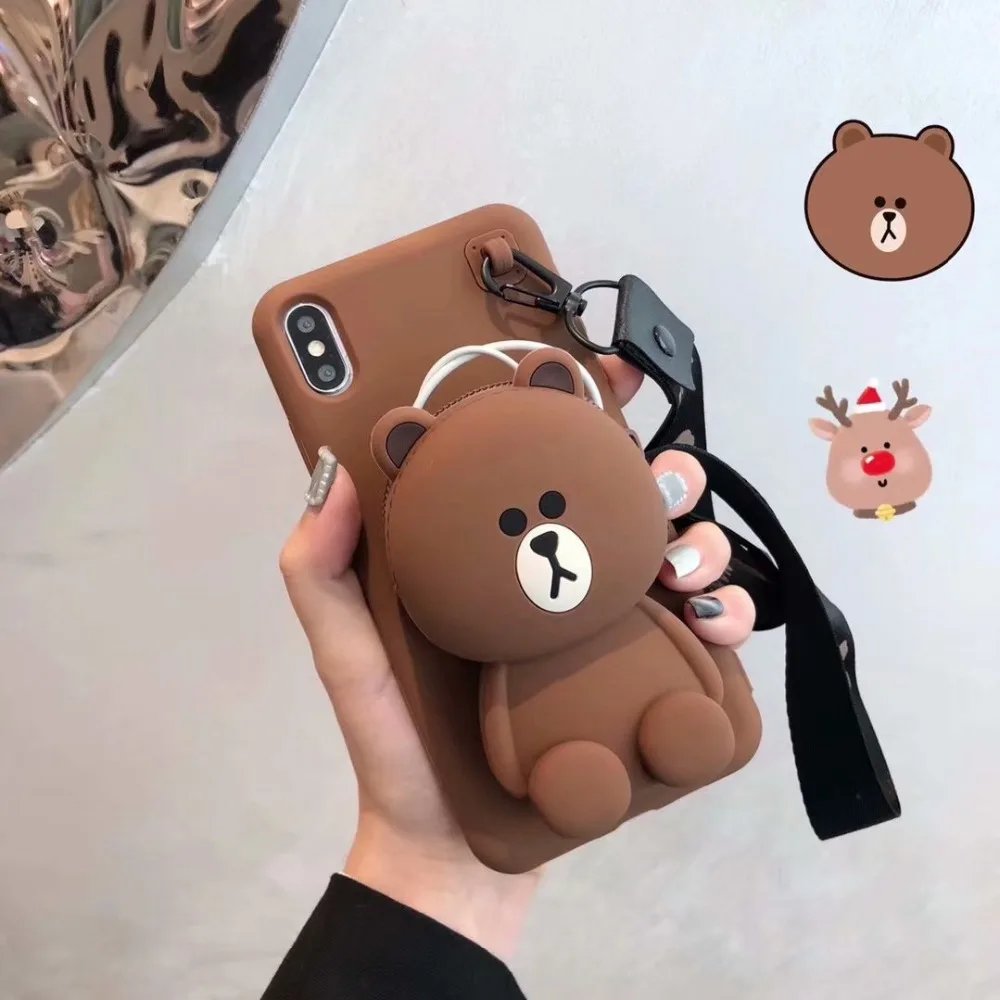 ORYKSZ милый мультяшный медведь ручной Чехол для iPhone X XR XS Max 6 6s 7 8 Plus Мягкий