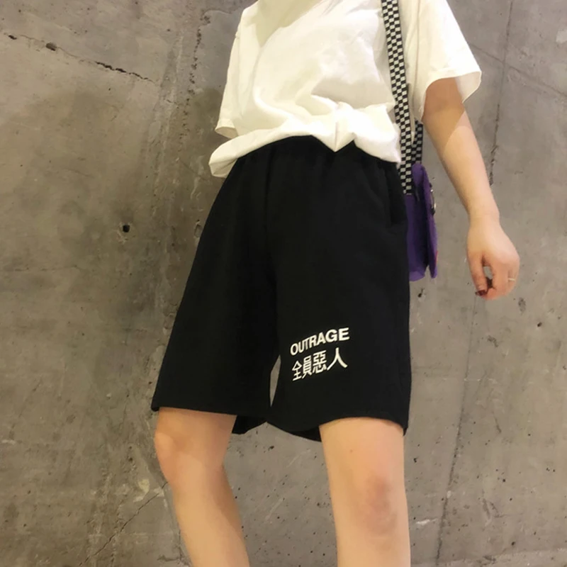 Летние свободные шорты для женщин, спортивные Harajuku шорты с высокой талией, корейская мода, спортивные шорты, шорты для женщин, уличный стиль, сексуальные штаны 50H258