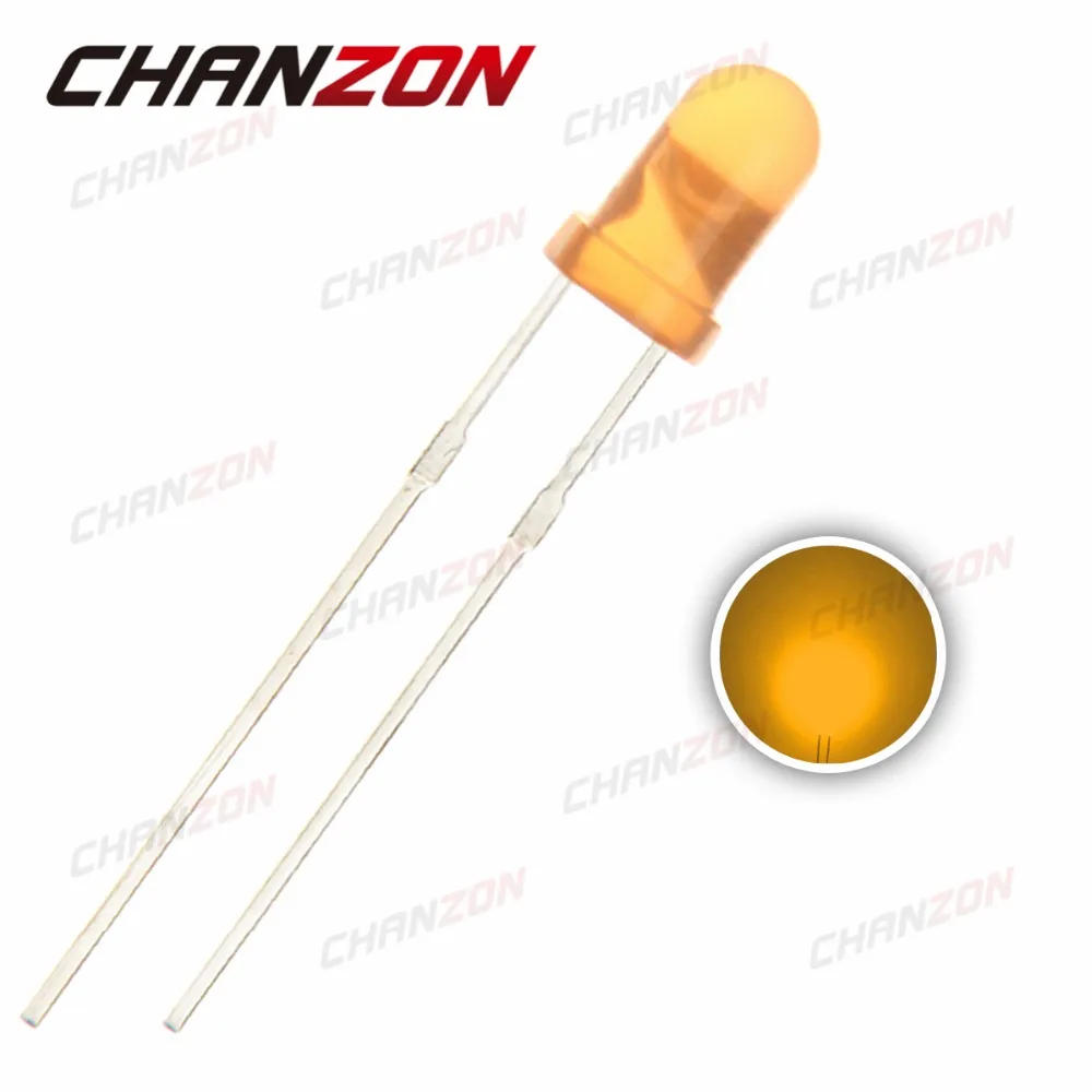 CHANZON 100 шт. 3 мм рассеянный оранжевый сквозное отверстие диодный свет 602-610nm DC 2 в 20mA круглый 3 мм светодиодный для погружения светоизлучающих диодных ламп