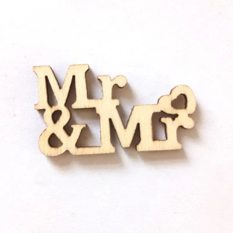 20 шт. деревянный стол Mr & Mrs конфетти разброс ломтиками Винтаж деревенский