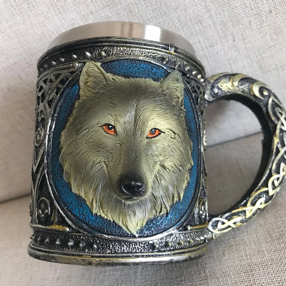 Кофейная кружка игристое пиво животное волк король Танкард чашка из нержавеющей