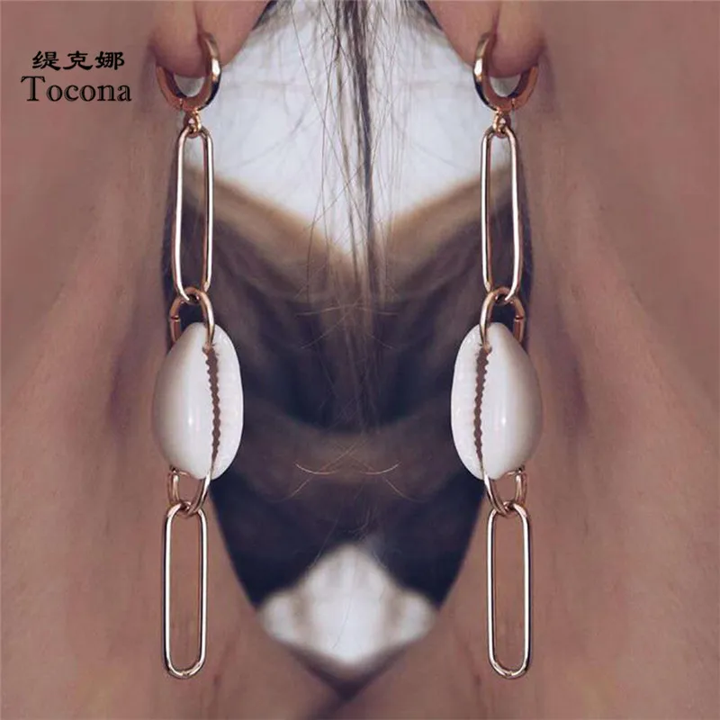 Богемные Очаровательные Полые золотистые летние длинные серьги Tocona модные