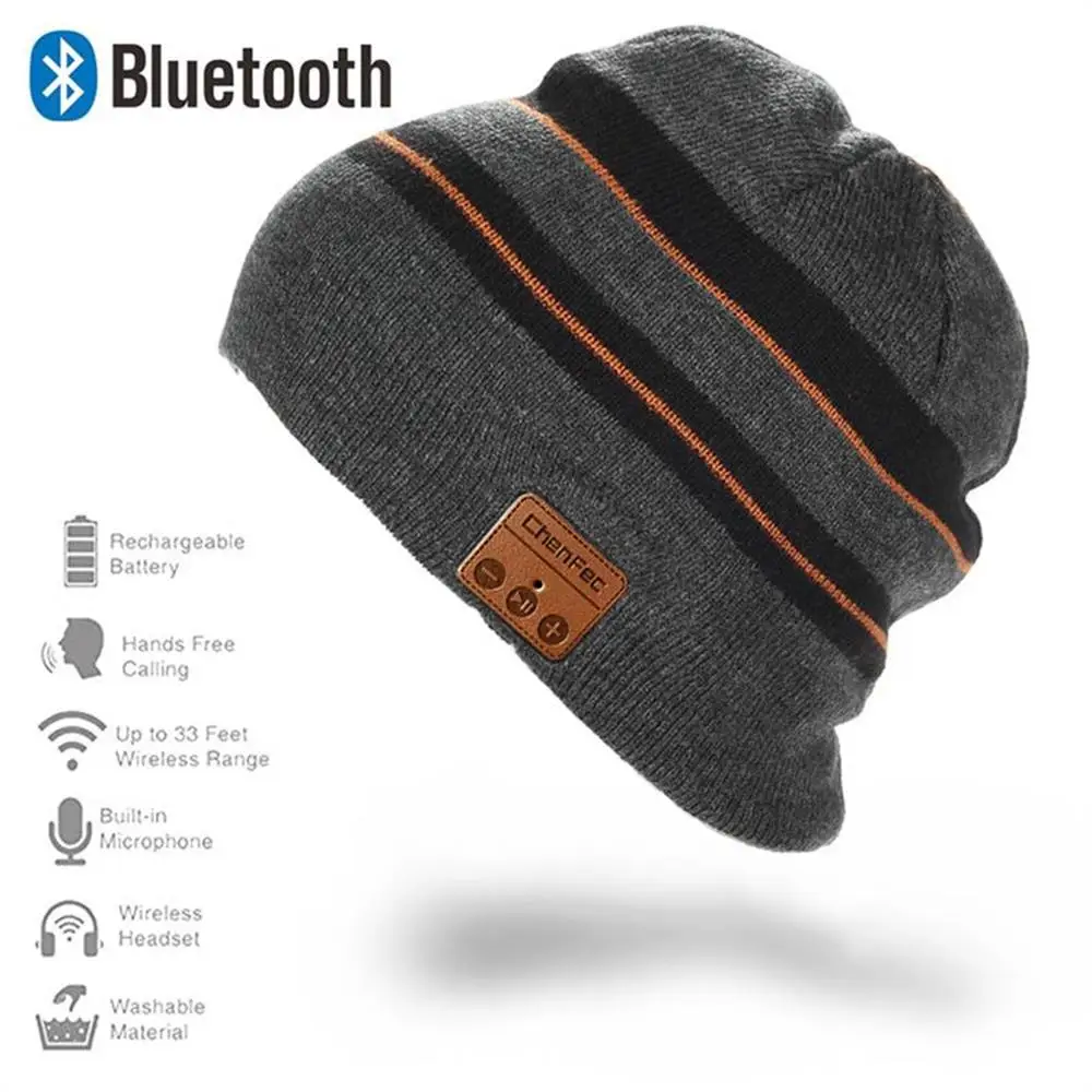 Новейшая версия лучший рождественский подарок беспроводная Bluetooth 4,2 шапочка шапка с стереогарнитурой наушники Динамик Микрофон - Color: CF-Hat-blackgray