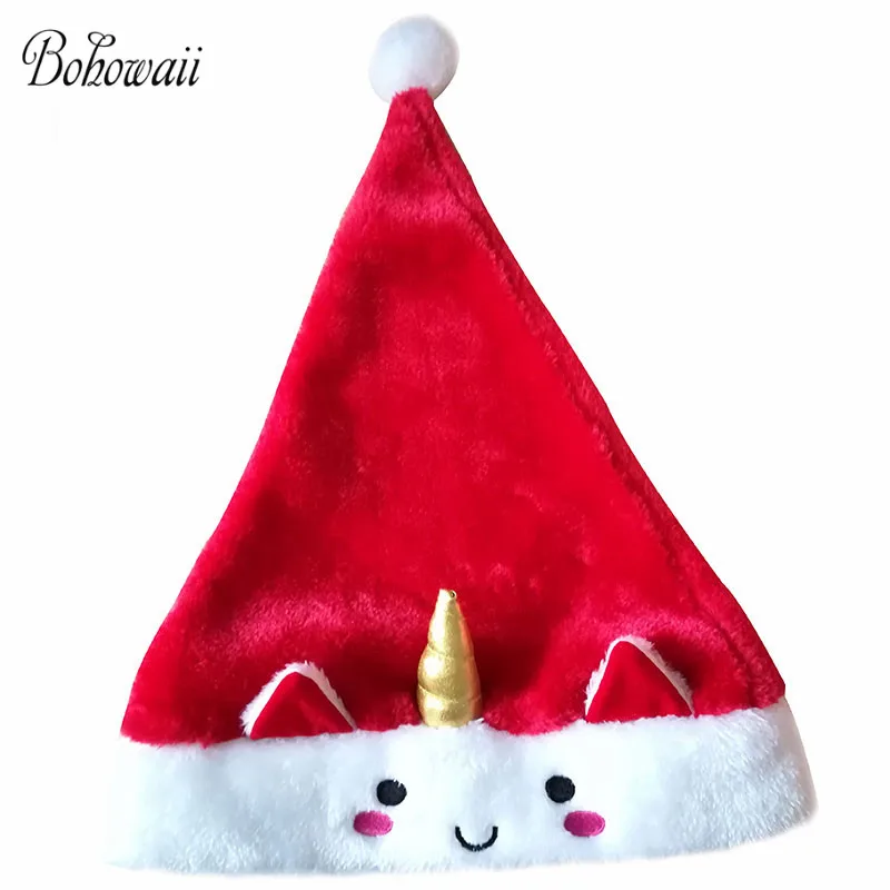 BOHOWAII Новый Дизайн Зимняя плюшевая Единорог Рождественская шапка унисекс оптовая