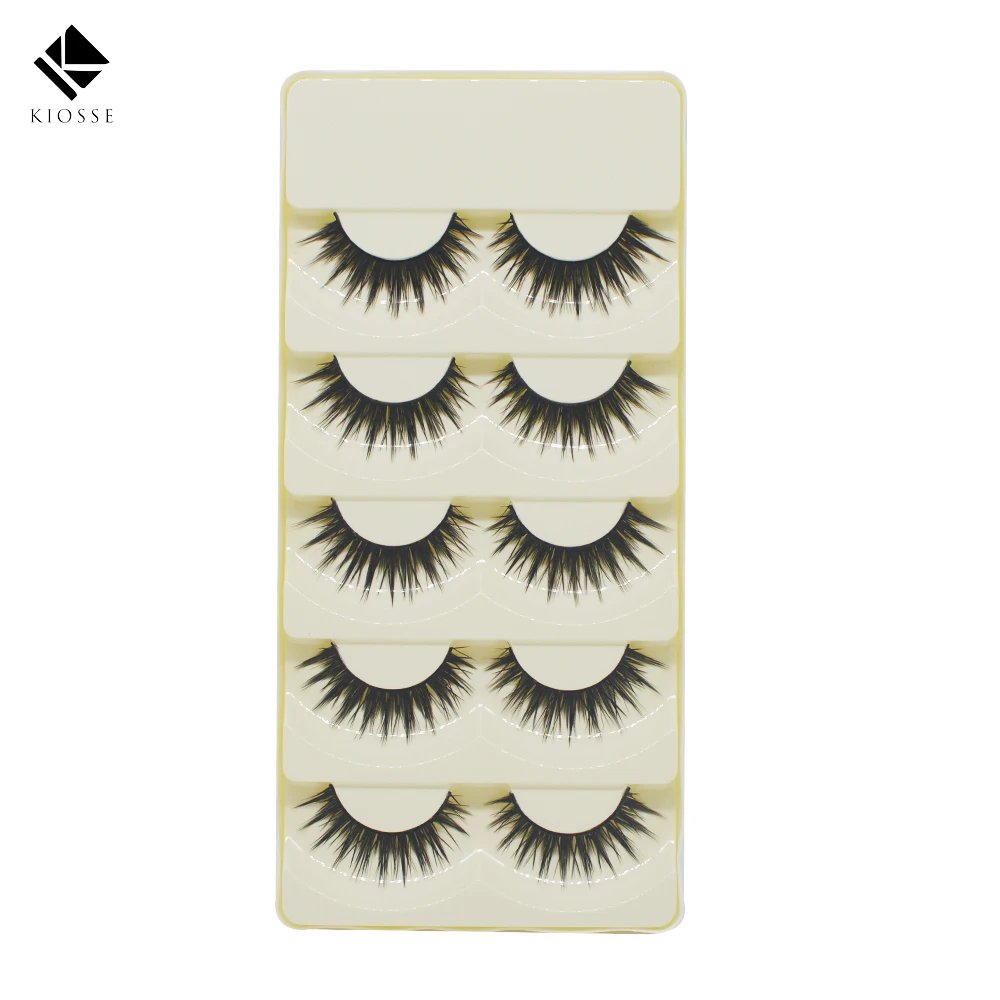 5Pair long cross False Eyelashes Makeup Cilia Beauty tool Thick Eyelash Women Cotton Stalk Professional eyelashes A045 | Красота и