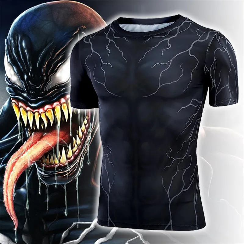 Лидер продаж; Новинка; костюм из фильма «Человек-паук», «Веном», «Eddie Brock Armor»; костюмы для косплея; быстросохнущие колготки; футболка с коротким рукавом; модная мужская одежда