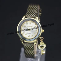 fashion kimseng 1616 rhinestone key pendant watches women quartz watch pu leather fashion lady dress bracelet wristwatches