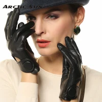 womens genuine leather gloves spring autumn thin style sheepskin gloves female fashion trend driving mittens l125nn