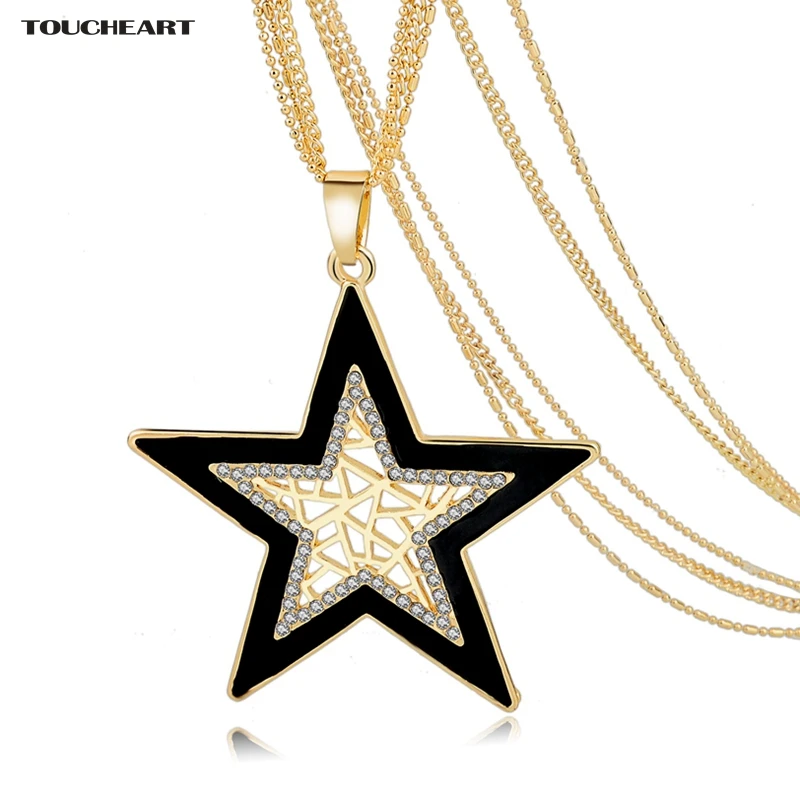 

TOUCHEART Romantic steampunk Crystal Necklaces Gold color Star Pendant Necklace For Women Long Vintage Brand Jewelry Sne160123