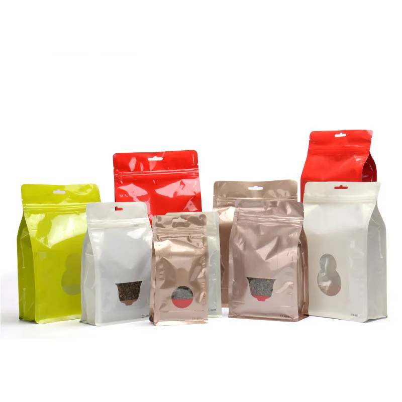 

10pcs 3D three dimensional window food tea candy gift powder self sealing aluminum foil zipper bags universal tin foil bag