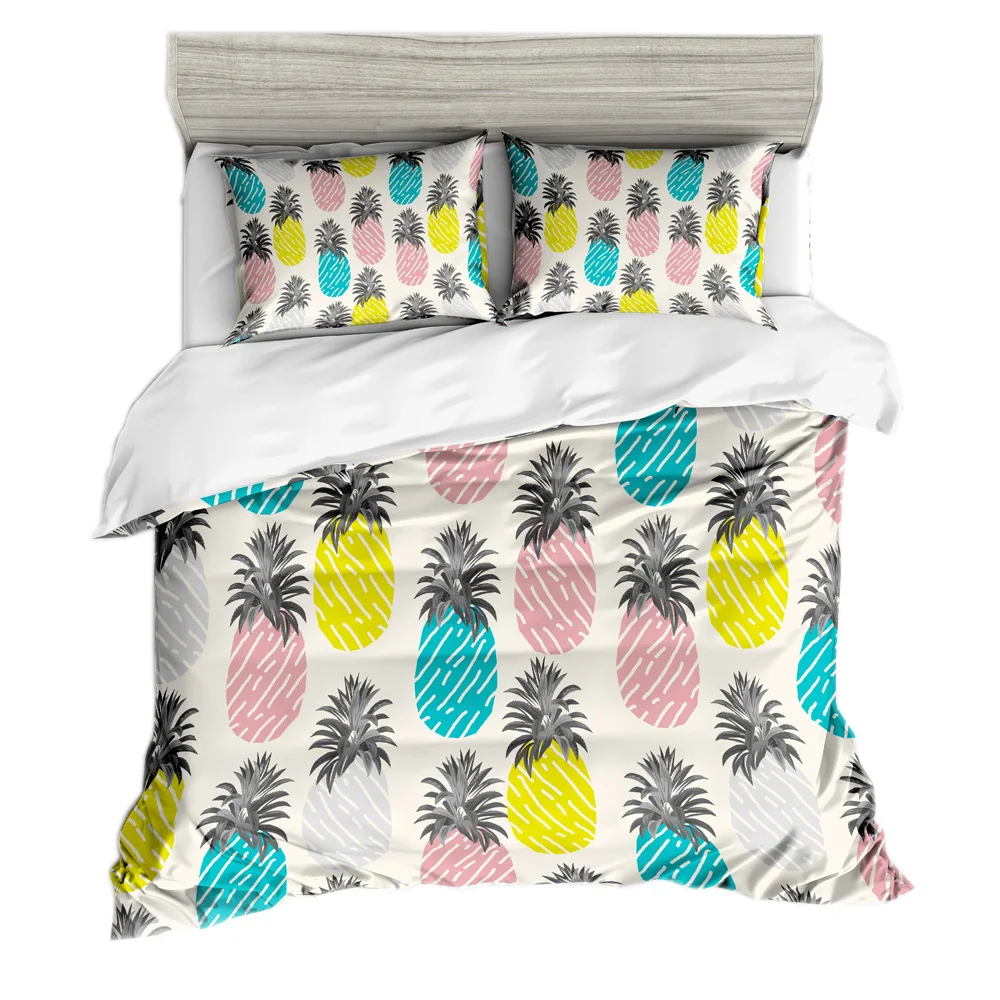 Набор постельных принадлежностей с изображением ананаса цветной набор
