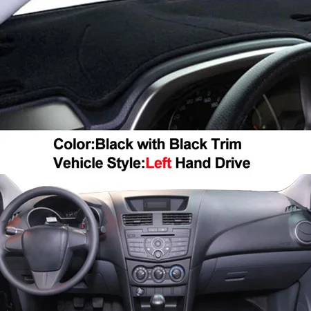 Приборной панели автомобиля Обложка для Mazda BT50 2012 2013 тире коврик ковер Dashmat козырек от солнца для стайлинга автомобилей - Название цвета: Черный