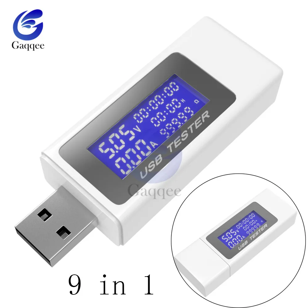 

9 in 1 QC2.0 QC3.0 DC USB Tester Current Voltage Meter Timing Voltmeter Ammeter Digital Monitor Power Indicator Charger 4-30V