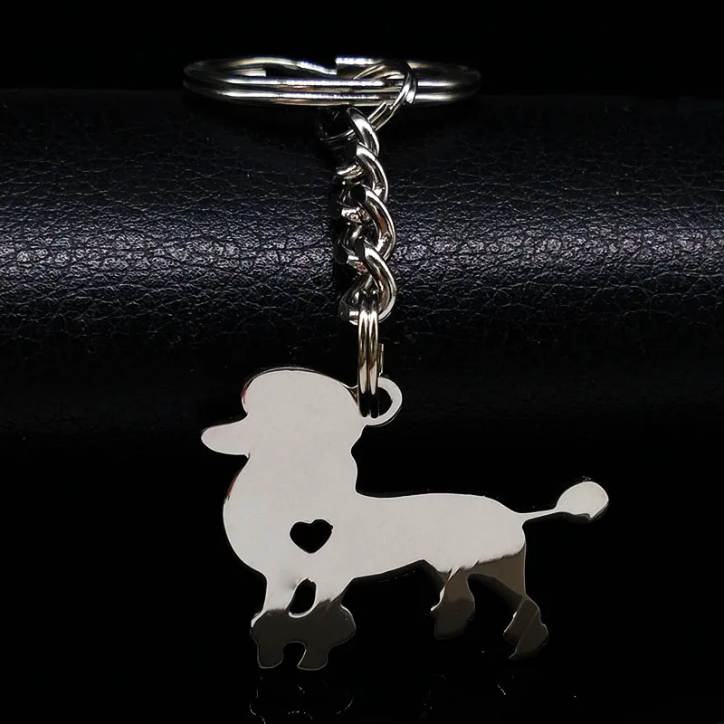 

2021 Fashion Cute Delicate Pets Poodle Dog Silver Color Stainless Steel Keychain Women Pokemon Dog Keychain Jewelry K72235S01