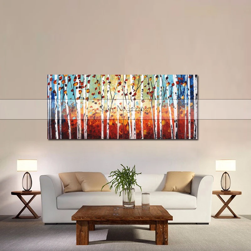 Без рамки осенний пейзаж гардан ручная роспись искусство на стену современное