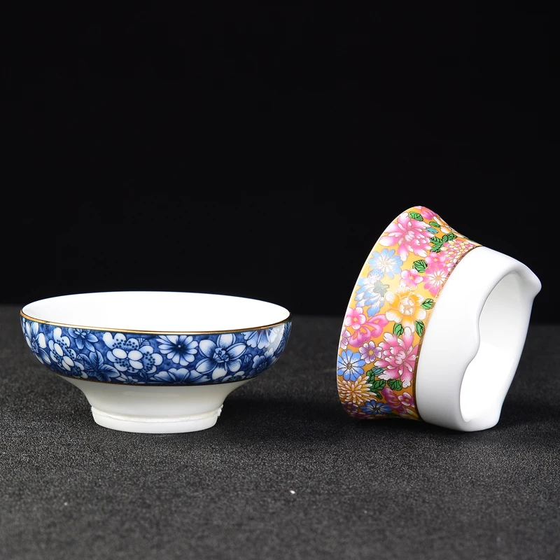 Творческий ручная роспись эмаль Цвет Чай фильтры китайский чайный набор кунг фу