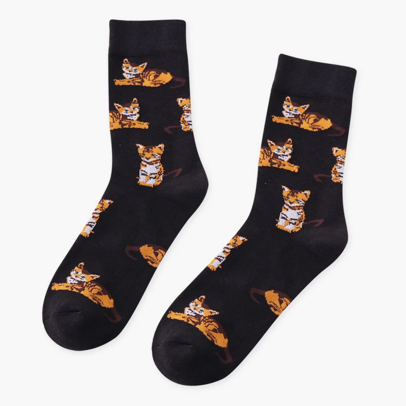Dark gray cat Короткие носки Teckel shaba Inu, тигровый Бигль, женские милые носки с изображением свинки, собаки, быка, удобные носки, Хлопковые женские Носки с рисунком животных - Цвет: Dark gray cat