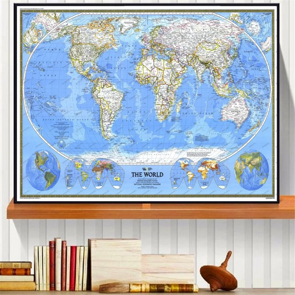Geographic карта мира Плакаты и отпечатки стены art декоративная картина холст картины для Гостиная Home Decor без рамы