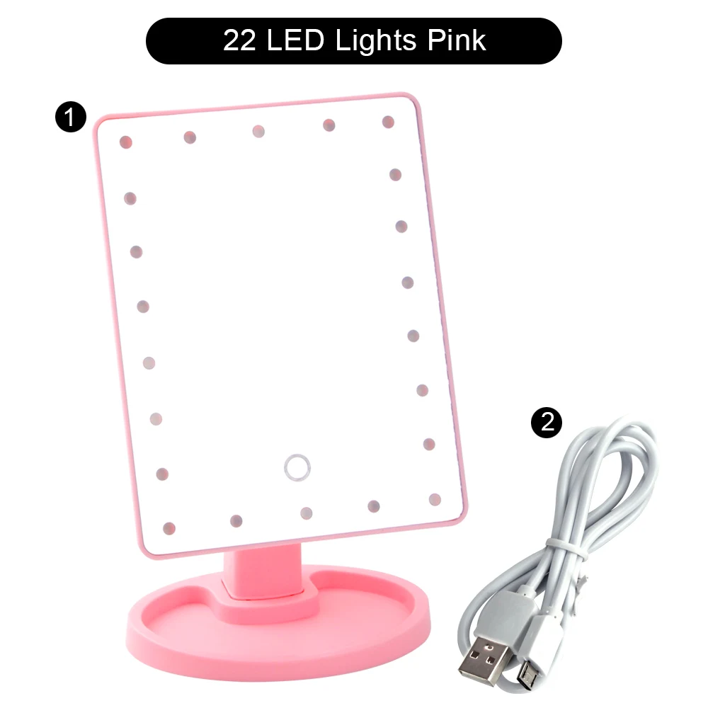 PK 22LED Lights USB 16/22 увеличительное зеркало для макияжа, светодиодный светильник, косметическое зеркало, гибкий косметический светильник, зеркала для макияжа с USB или батареей, 10x Hand M - Цвет: PK 22LED Lights USB