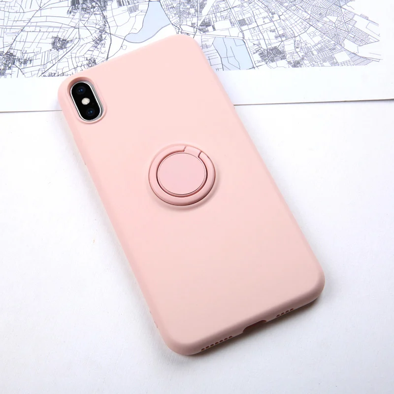 IK38-YeTORingPink SoCouple жидкостный мягкий силиконовый держатель для телефона чехол для iphone 11 Pro Max X Xs max XR 7 8 6 6s plus сплошной цвет кольцо ручка чехол для телефона - Цвет: IK38-YeTORingPink
