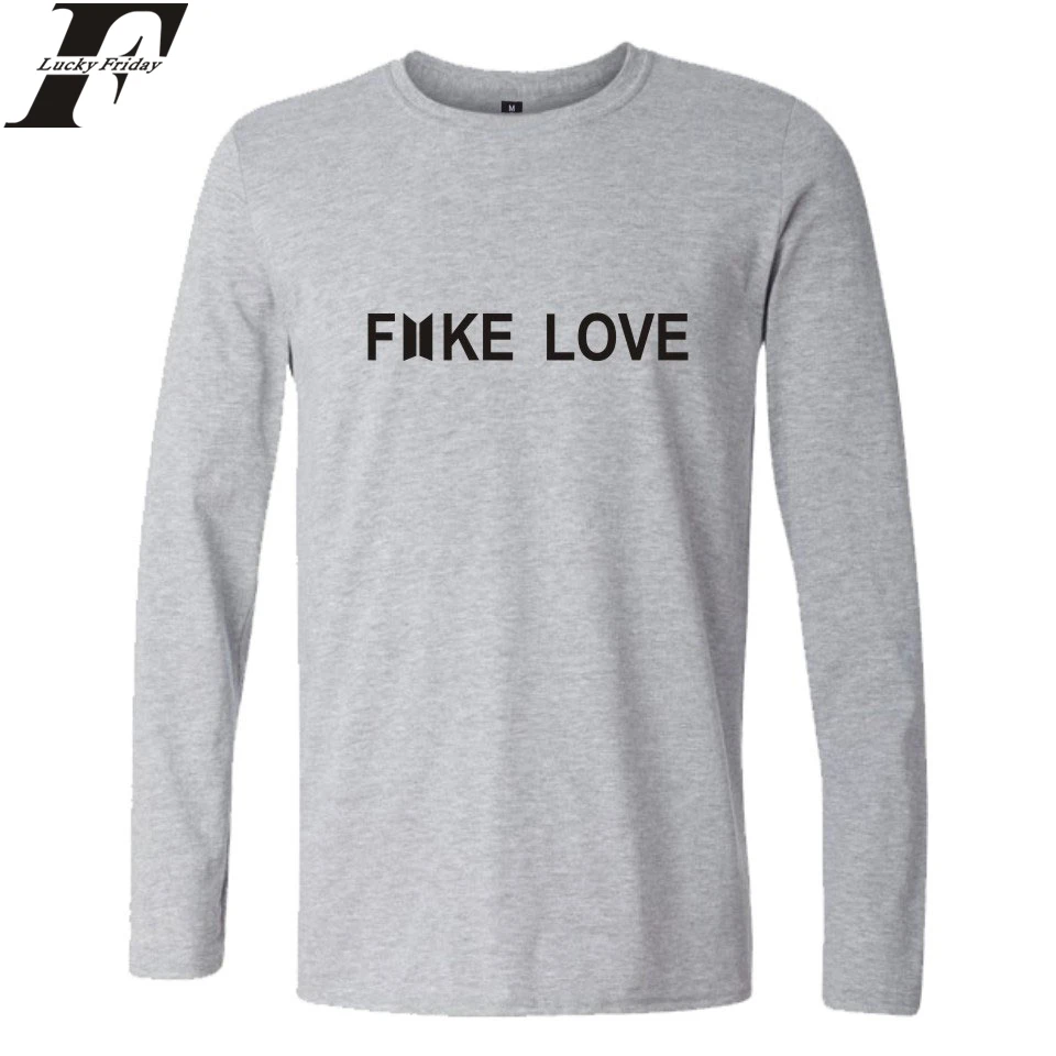 Беговая футболка поддельные футболки &quotлюбовь&quot принт BTS с длинным рукавом