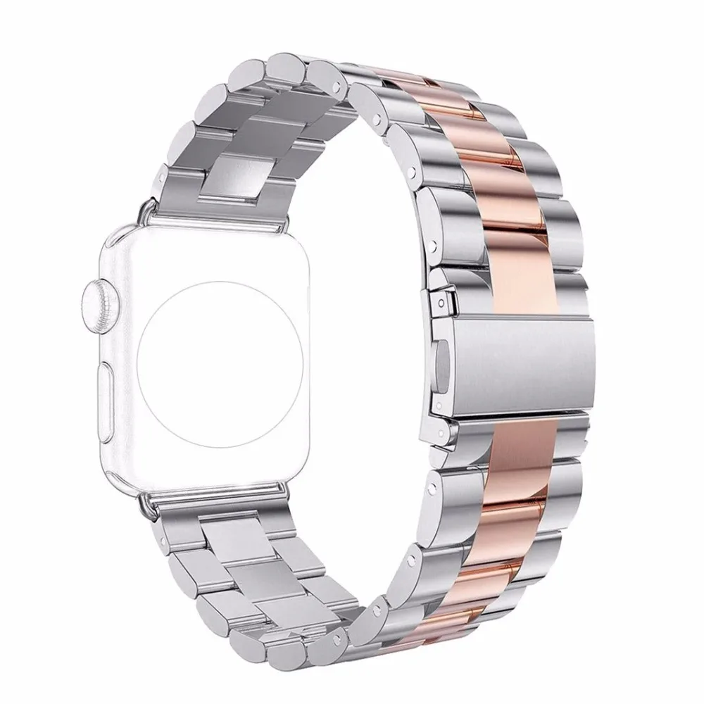 For Apple Watch Band 42mm 38mm for iWatch Business Black Gold Stainless Steel Bracelet Buckle Strap Clip Adapter | Наручные часы