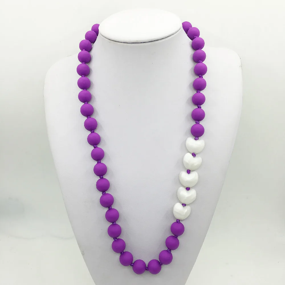 Пищевое Силиконовое ожерелье для прорезывания зубов с сердечками детское