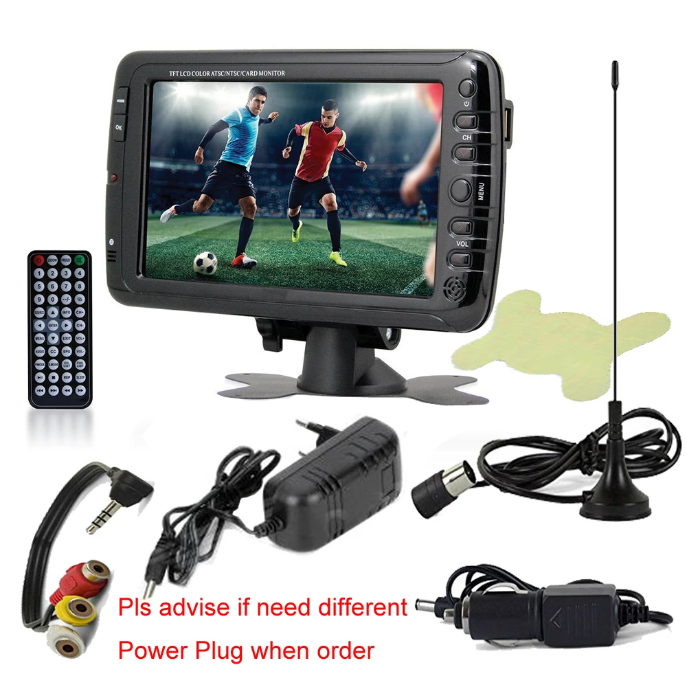 7 дюймовый портативный автомобильный телевизор DVB T2 T цифровой Телевизор с