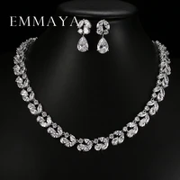 emmaya romantic luxury set jewelry flower design water drop aaa cz crystal wedding jewelry sets for brides gold color jewelry