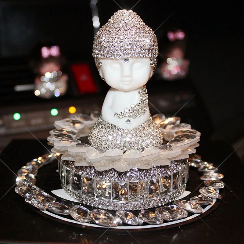 Автомобильный держатель для духов Holy Maitreya Buddha сверкающий Лотос стразы
