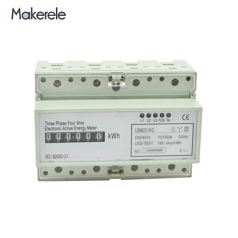 MK LEM021AG AC 3 фазы 4 провода счетчик энергии ЖК дисплей Wattmeter электрическое