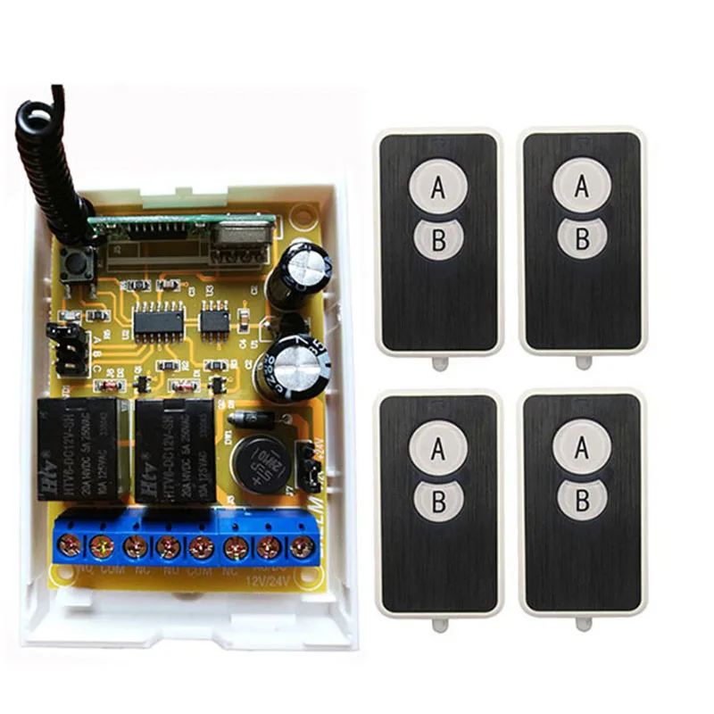 Беспроводной радиочастотный переключатель с ду, ультратонкий акриловый передатчик и приемник для бытовых приборов, ворот, гаражных ворот, ламп, 12 в постоянного тока, 24 в постоянного тока, 2 канала