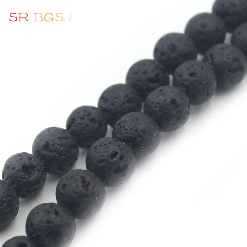 Free Shipping Lowest Price 4 12mm Jewelry DIY Findngs Loose Round Black Lava Natural Stone Spacer Beads 15inch|spacer beads|beads free shippingprices