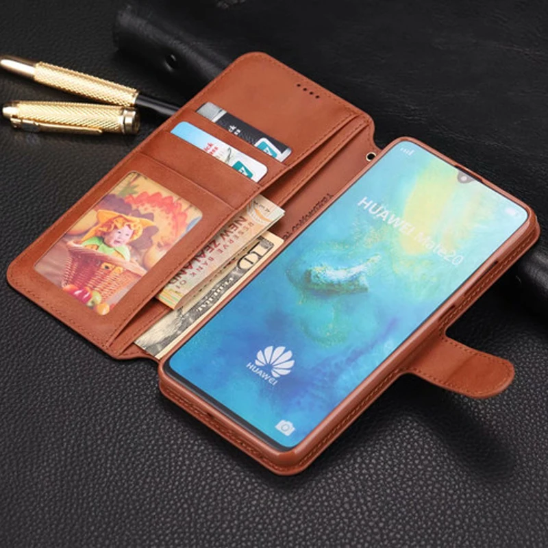 Кожаный флип чехол для Huawei Mate 20 Pro бумажник P20 Lite чехлы телефонов с отделением карт