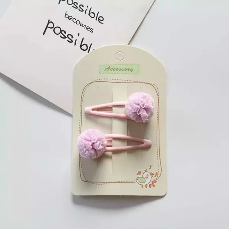 MIXIU/2 шт. милые аксессуары для волос для маленьких девочек; яркие цвета; заколки для волос с помпонами; милые аксессуары для волос; милые детские заколки для девочек