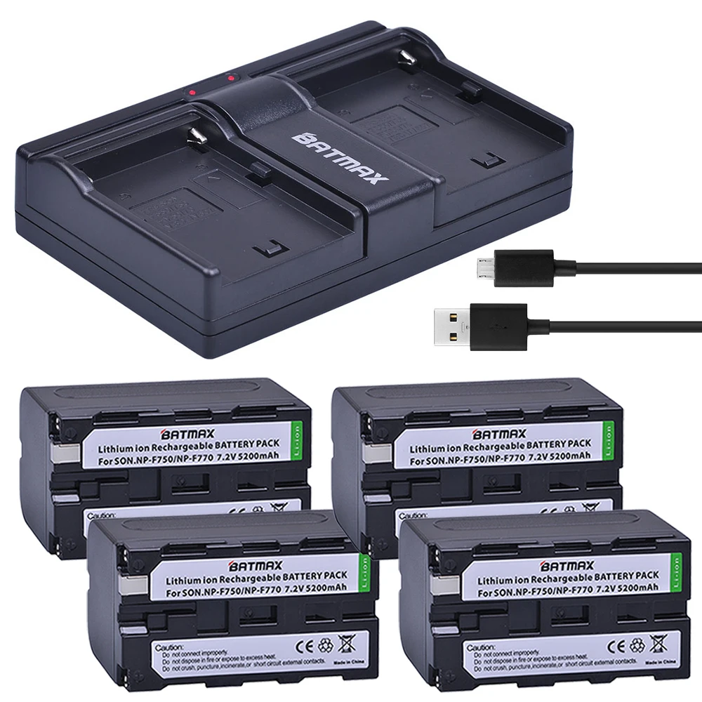 Batmax 4x5200 мАч NP F750 F770 батарея + двойное зарядное устройство USB для Sony CCD TR917 TR940