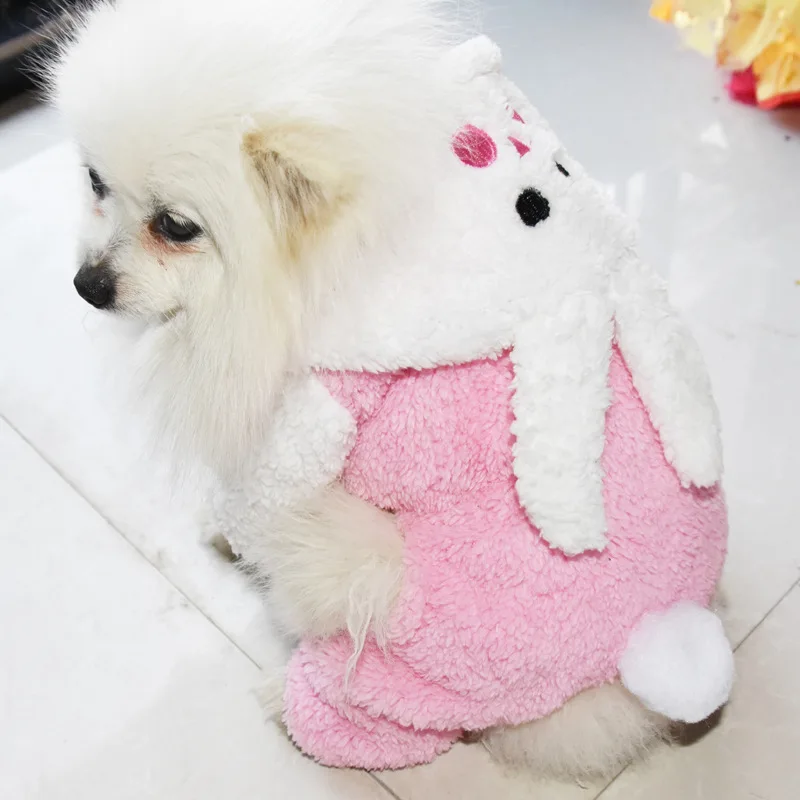 Зимняя одежда для собак Теплый Pet Костюмы комбинезон милый кролик курта Чихуахуа